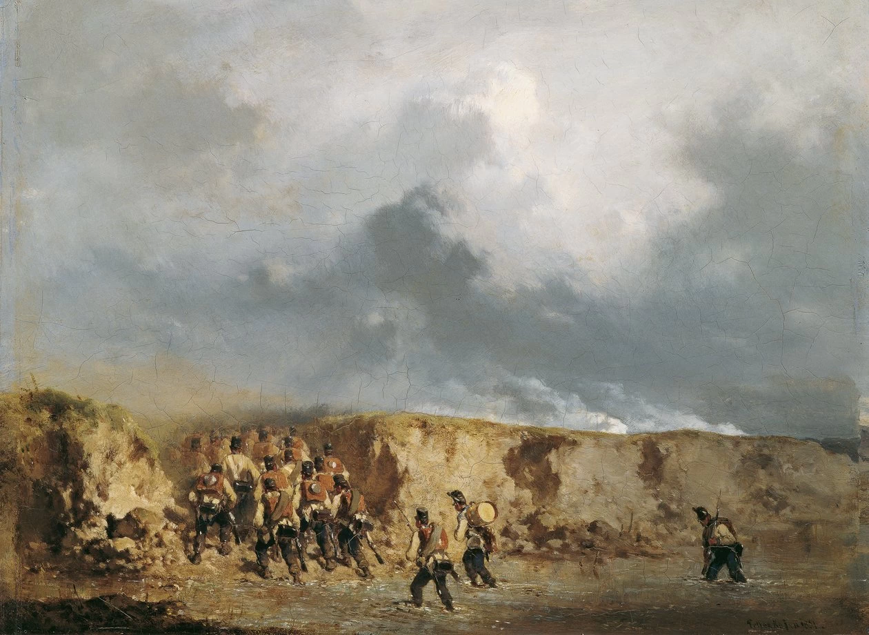 Soldati austriaci che attraversano un guado - Österreichische Galerie Belvedere, Vienna